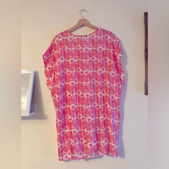 Tahari Swim Cover Up Pink Orange and White Beach Cover-Up Summer Bohemian - Picture 4 of 5